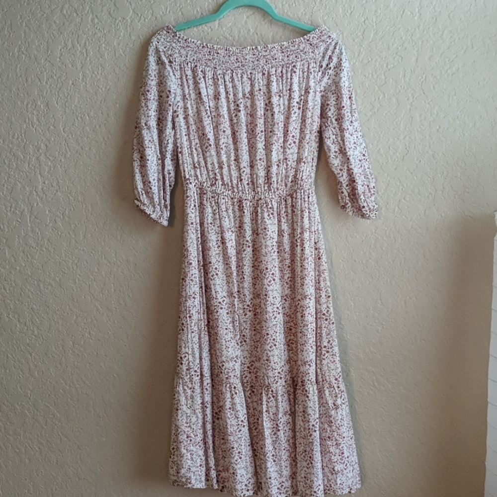Pink white floral off shoulder dress(old navy)